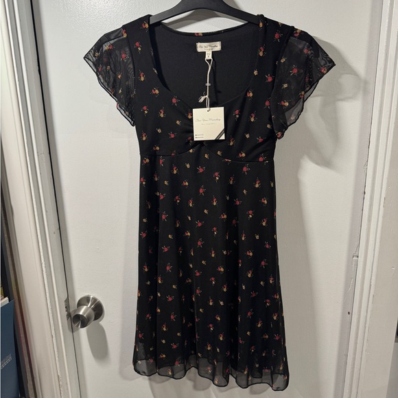 See You Monday Dresses & Skirts - See You Monday Black and Floral Tiered Mini Dress